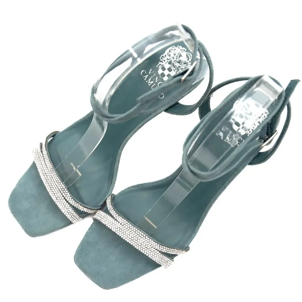 Vince Camuto Aqua Blue Shaded Spruce Kiahna Ankle Wrap Stiletto Heels Size 8